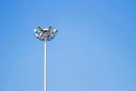 Light Post With Blue Sky Background and multi light Stock Photos