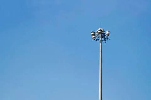 Light Post With Blue Sky Background and multi light Stock Photos