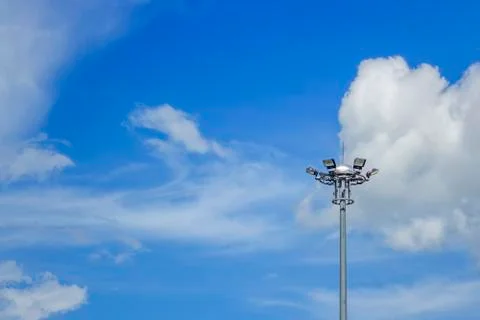 Light Post With Blue Sky Background and multi light Stock Photos