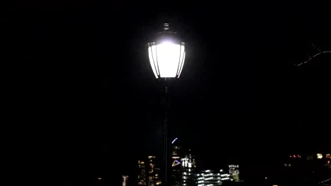 Light Post at Night, The Esplanade, Battery Park City Stock Footage 152431104