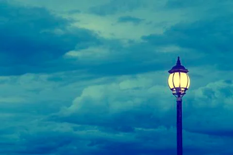 Light post or lamp with blue Sky Background Stock Photos