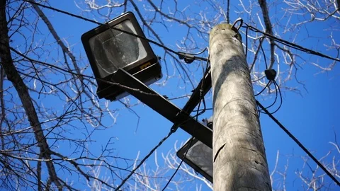 Light Post Off in Sky Stock Footage 122486628