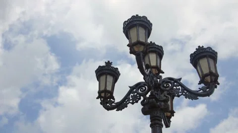 Light Post Sky Timelapse Stock Footage 8766593