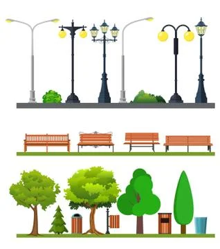 Light posts and outdoor elements Stock-Illustration
