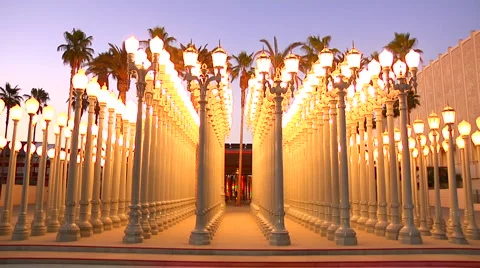Light Posts outside Los Angeles Contemporary Art Museum at Sunset   Video stock 1012812