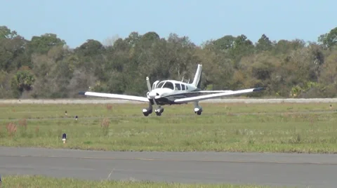 Light private airplane on the ground Stock Footage 36243144