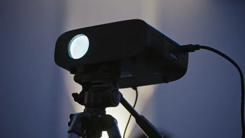 Light projector, close-up. Projector room, digital equipment backstage. Stock Footage 235233990