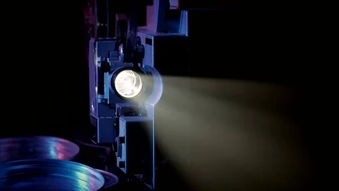 Light projector ray in dark room Stock Footage 70835096