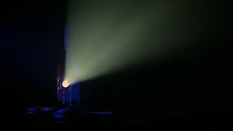 Light projector ray in dark room Stock Footage 70836863