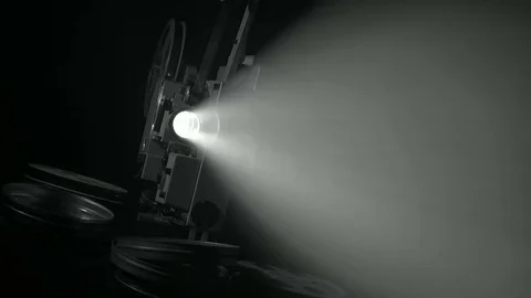 Light projector ray in dark room Stock Footage 70837095
