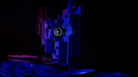 Light projector ray in dark room Stock Footage 70842765