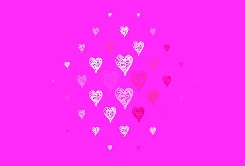 Light Purple, Pink vector backdrop with sweet hearts. Stock Illustration