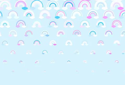 Light Purple, Pink vector backdrop with rainbows, clouds. 스톡 일러스트