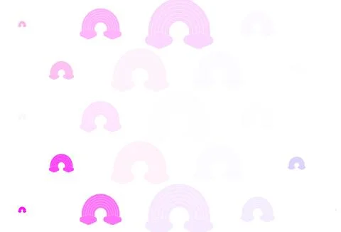 Light Purple, Pink vector backdrop with rainbows, clouds. Illustrazione stock