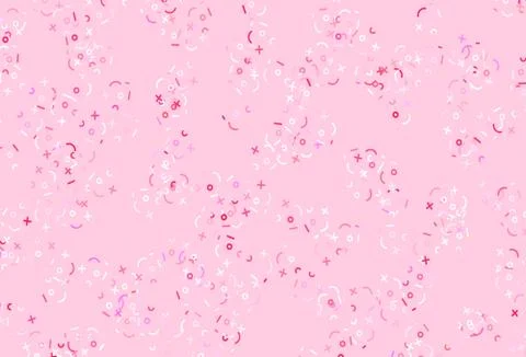 Light Purple, Pink vector background with arithmetic signs. Stock Illustration