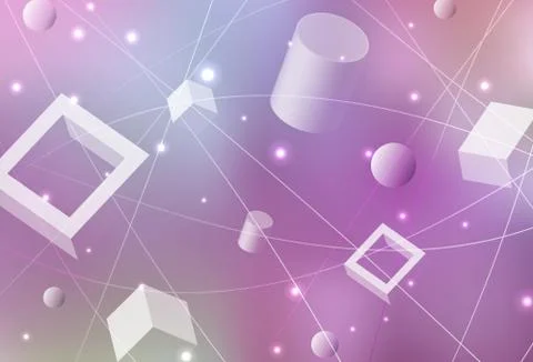 Light Purple, Pink vector layout with circles, lines, rectangles. Illustrazione stock