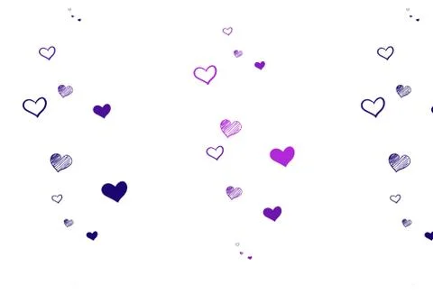 Light Purple, Pink vector pattern with colorful hearts. 스톡 일러스트