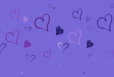 Light Purple, Pink vector pattern with colorful hearts. Illustrazione stock
