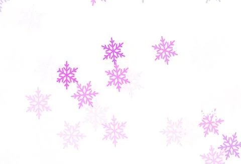 Light Purple, Pink vector pattern with christmas snowflakes, stars. Stock Illustration