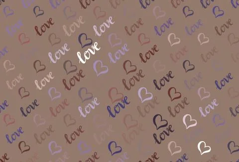Light Purple, Pink vector template with doodle hearts. Stock Illustration