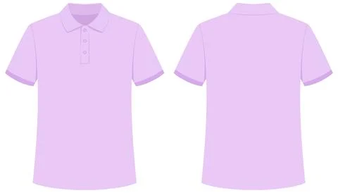 Light Purple Polo Shirt Vector Mockup Front and Back View Stock Illustration