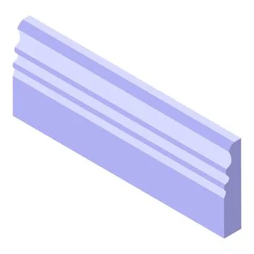 Light purple skirting board with rounded edges in isometric view Stock Illustration