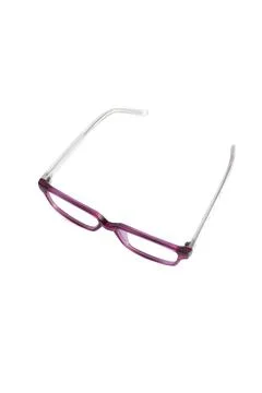 Light purple square eyeglass frames in side view isolated on white background Stock Photos