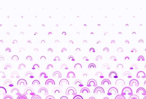 Light Purple vector backdrop with rainbows, clouds. Stock Illustration