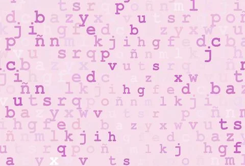 Light purple vector background with signs of alphabet. Stock Illustration