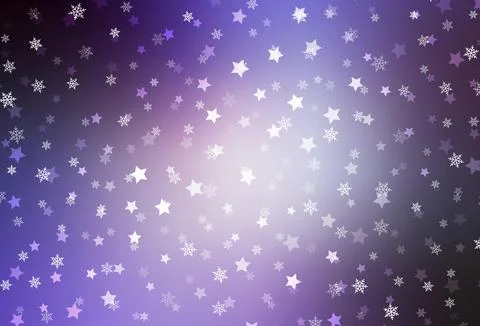 Light Purple vector pattern with christmas snowflakes, stars. Stock Illustration