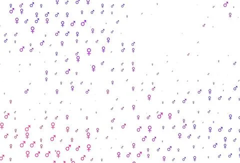 Light purple vector pattern with gender elements. Illustrazione stock