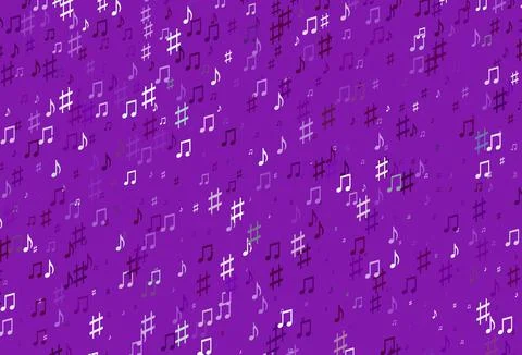 Light Purple vector pattern with music elements. Stock Illustration