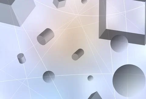 Light Purple vector texture with 3D cubes, cylinders, spheres, rectangles. イラスト素材