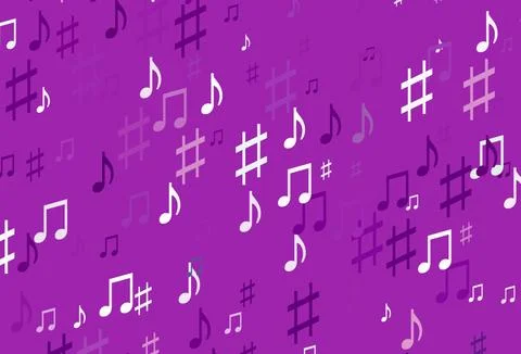 Light Purple vector texture with musical notes. Illustrazione stock