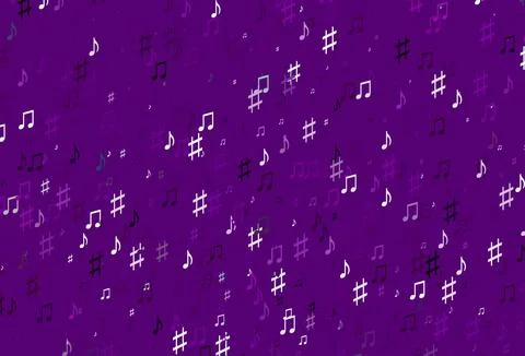 Light Purple vector texture with musical notes. Illustrazione stock