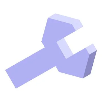 Light purple wrench fixing problem isometric tool Stock Illustration