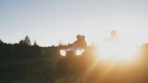 Light from a quad headlamp straight into the camera Stock Footage 73476759
