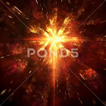 Light Radiating from Christian like Cosmic Cross Glowing Warm Red Orange Yellow Stock Photos