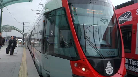 Light Rail System in Istanbul slow motion (Editorial) Stock Footage 45305695