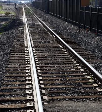 Light rail tracks Stock Photos