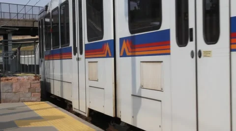  Light Rail Train Departing Stock Footage 54644326
