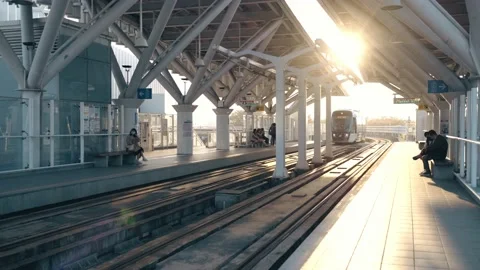 The light rail train drive past Pier-2 Art Center in Kaohsiung, Taiwan. Stock Footage 195095964