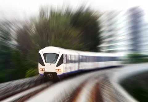 Light Rail Train in fast blurr motion Stock Photos