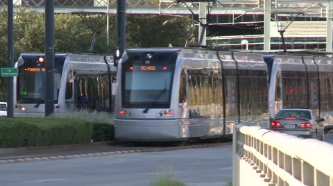 Light Rail Train in Houston Texas Stock Footage 68644998