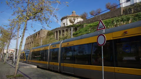The Light Rail Train Of Metro do Porto, Public Transport System Of Porto In Stock Footage 304932058