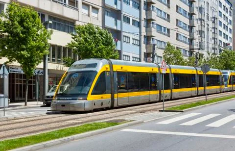 Light rail train of Metro do Porto, Portugal Stock Photos
