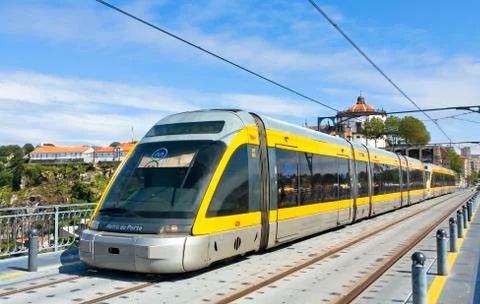 Light rail train of Metro do Porto, Portugal Stock Photos