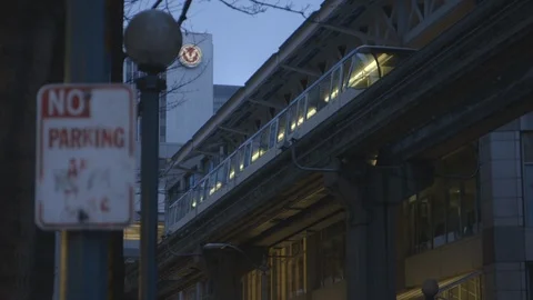 Light Rail Train in Seattle, Washington Stock Footage 115500628