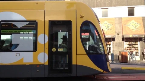 Light Rail Tram Side View Stock Footage 75020510