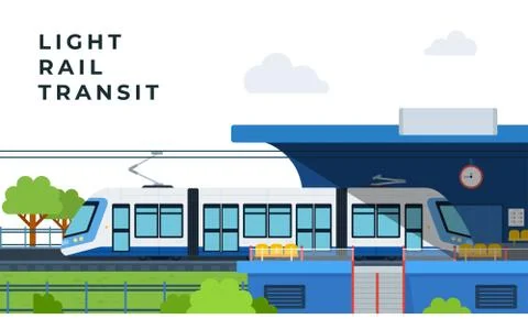 Light Rail Transit on day background. Vector Illustration. Stock Illustration